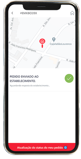 Tela com etapas do pedido no aplicativo EntregApp